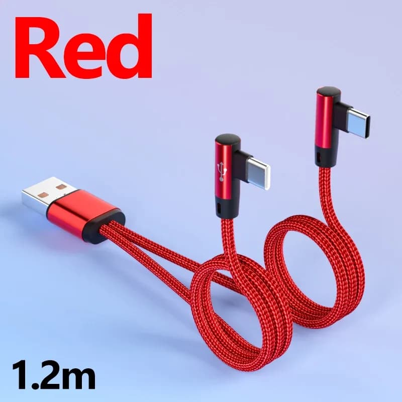 Câble de charge rapide 3-en-1 USB vers double USB-C, 60W, connecteur coudé à 90° slide 7
