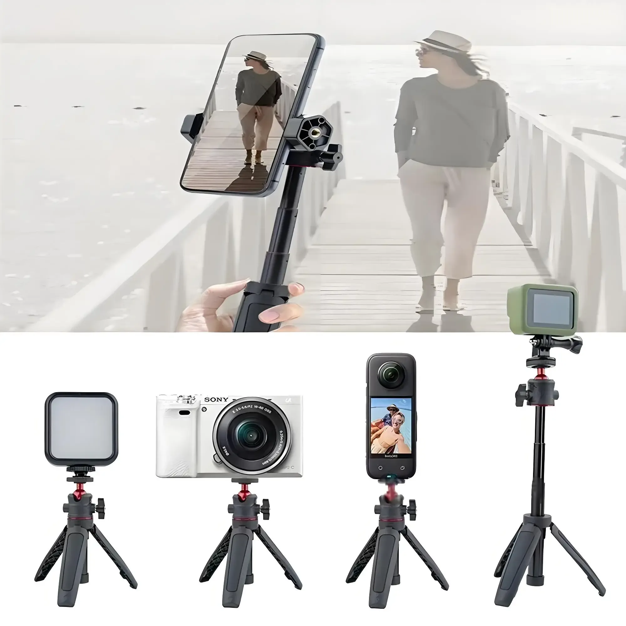 Perche à selfie et trépied pour Insta360 X4/X3, DJI Osmo Pocket 3 et Action 5 - Image 6