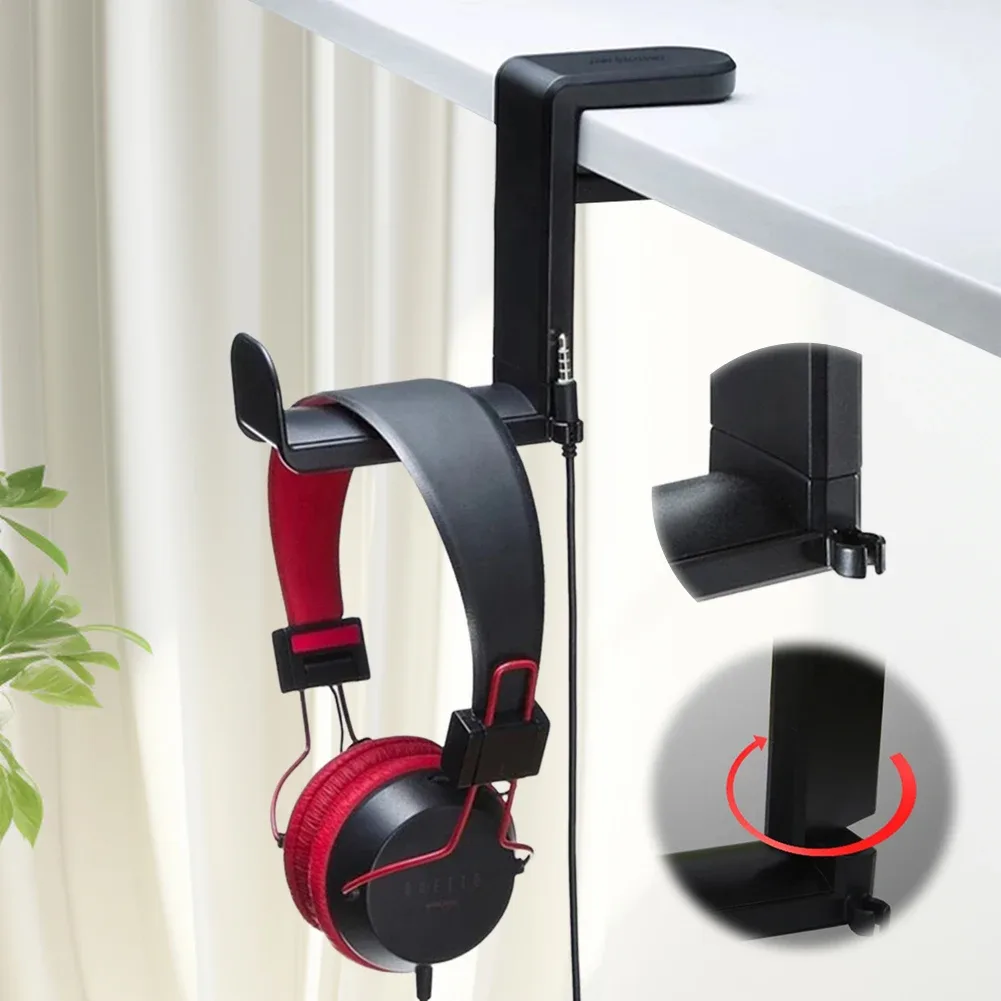 Support de casque gaming sous bureau avec crochet rotatif à 360° et fixation à pince - Image 5