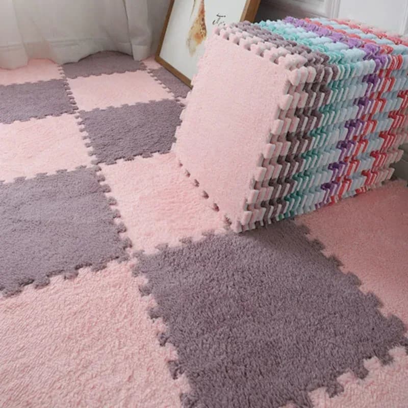 Tapis puzzle en mousse effet daim pour chambre et salon, 30x30x1 cm