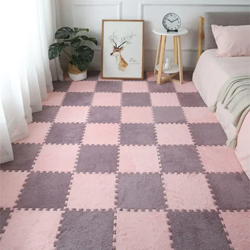 Tapis puzzle en mousse effet daim pour chambre et salon, 30x30x1 cm slide 3