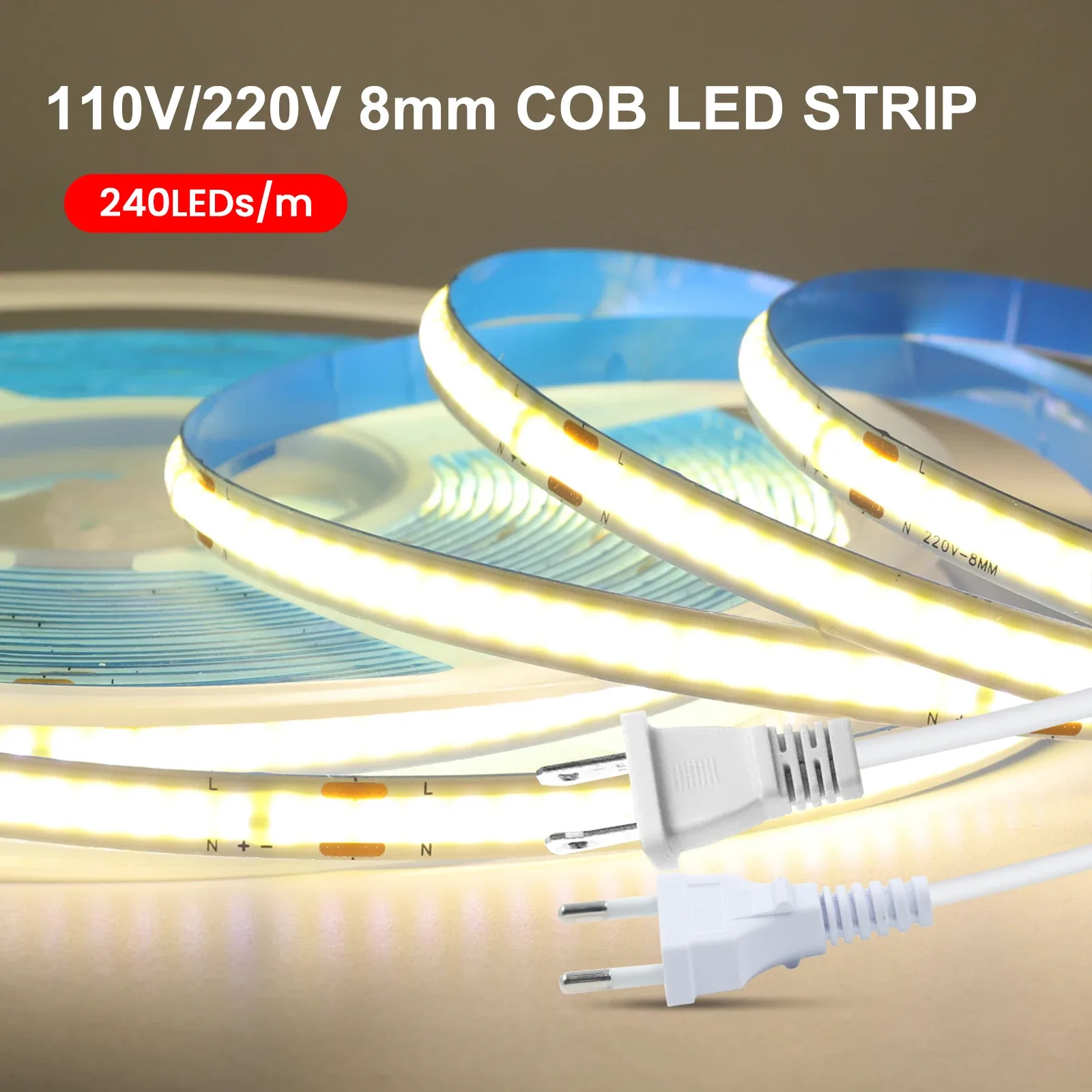Ruban LED COB Flexible 110V-220V - 240 LED/m - Éclairage Linéaire - Image 4