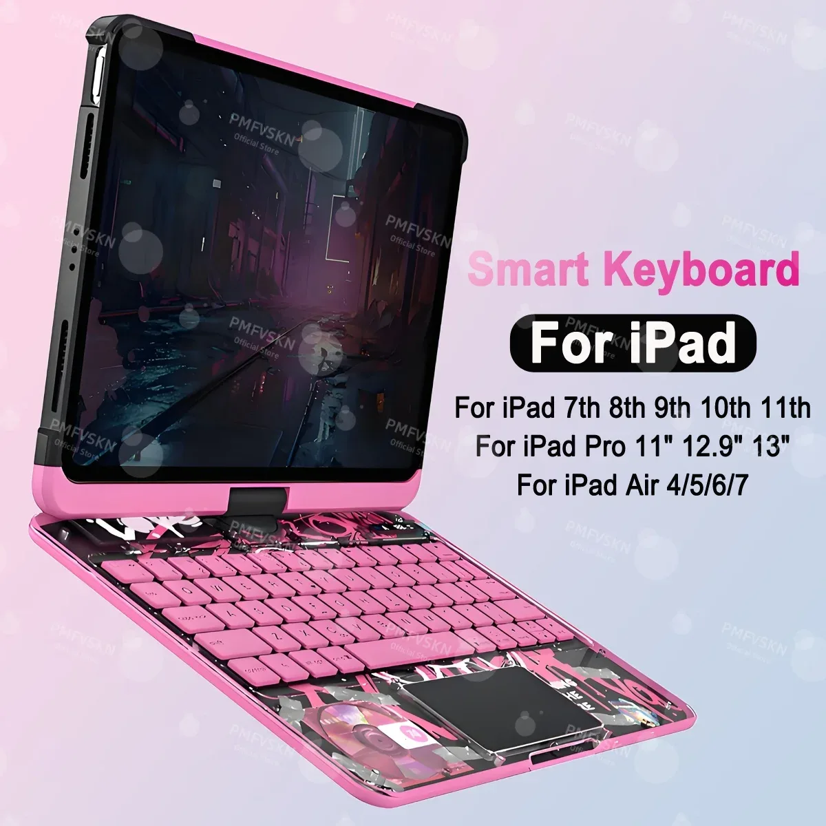 Étui Magic Keyboard rotatif 360° pour iPad Pro (11", 12.9", 13") et iPad Air (4e à 7e génération)