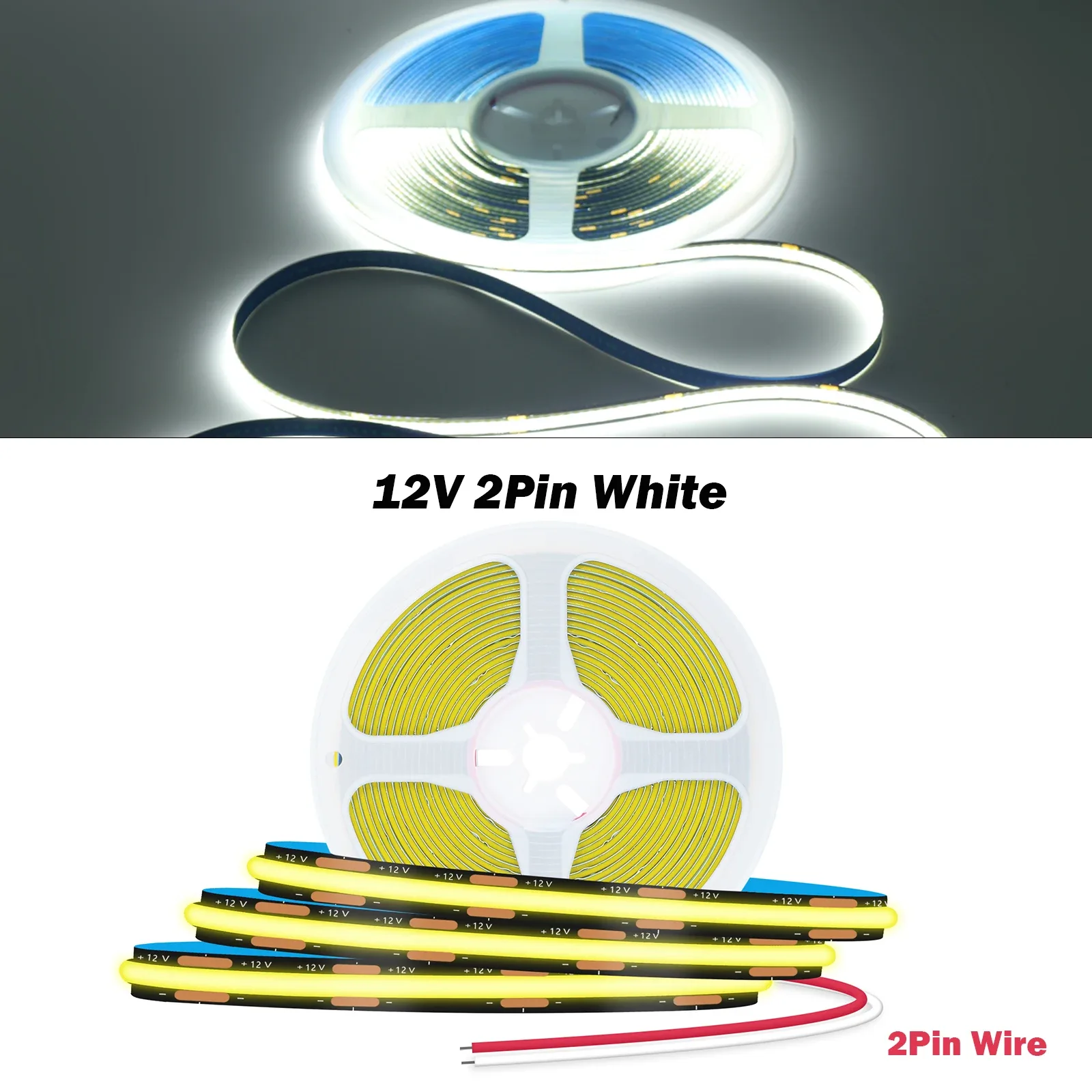 Ruban LED COB Noir 8mm, 12V/24V, 320 LED/m, IRC 90+, Éclairage Uniforme, 1m à 20m slide 8