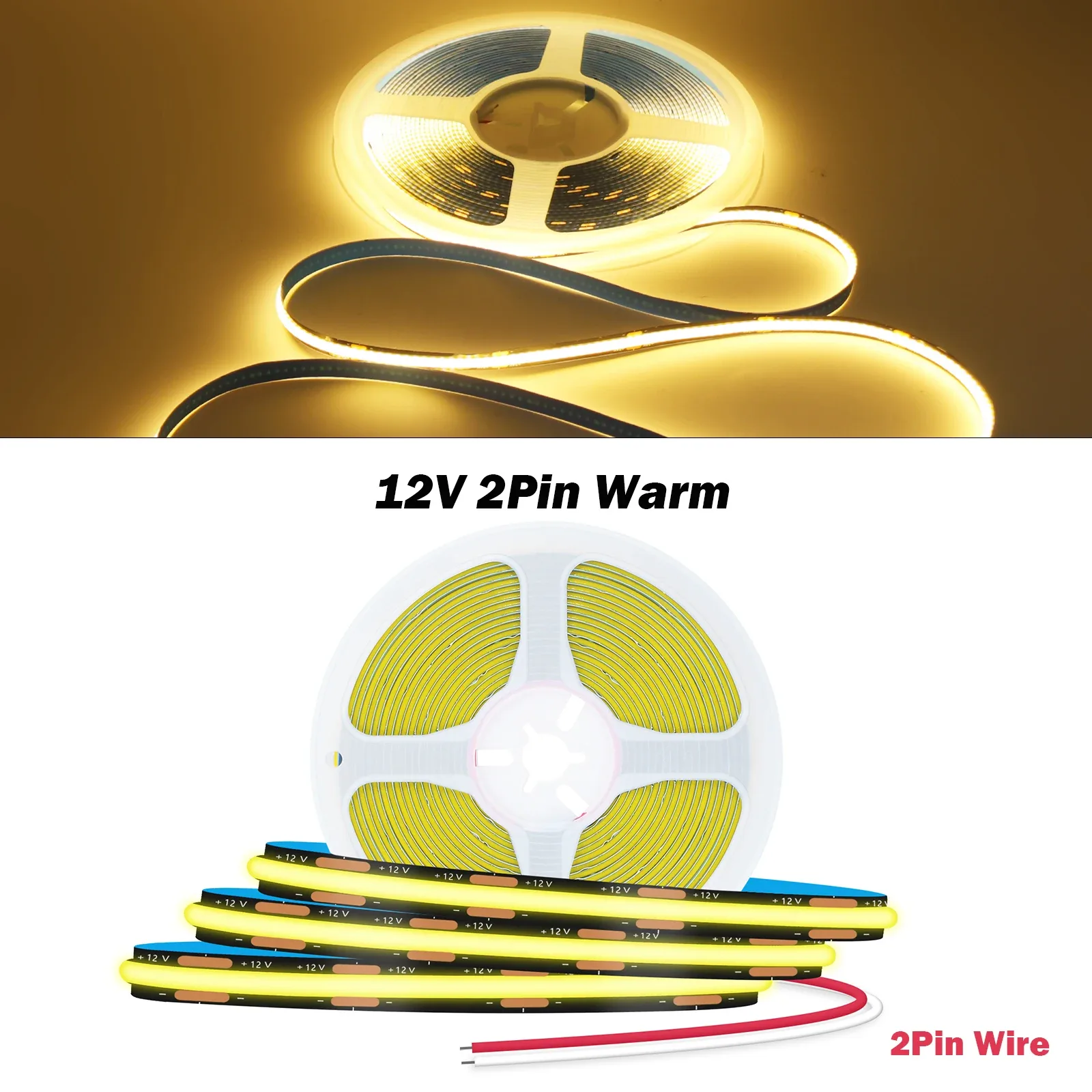 Ruban LED COB Noir 8mm, 12V/24V, 320 LED/m, IRC 90+, Éclairage Uniforme, 1m à 20m slide 7