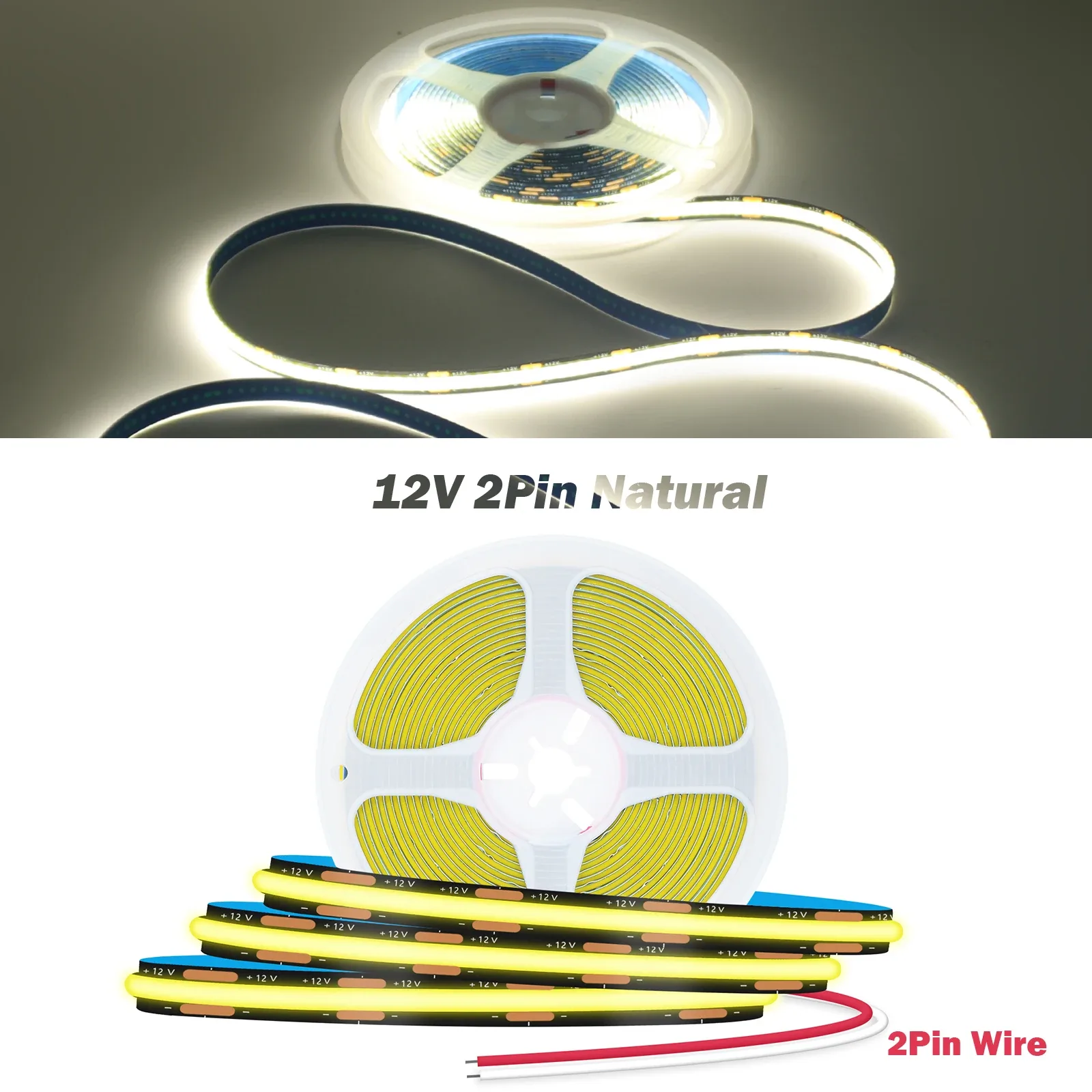 Ruban LED COB Noir 8mm, 12V/24V, 320 LED/m, IRC 90+, Éclairage Uniforme, 1m à 20m slide 9