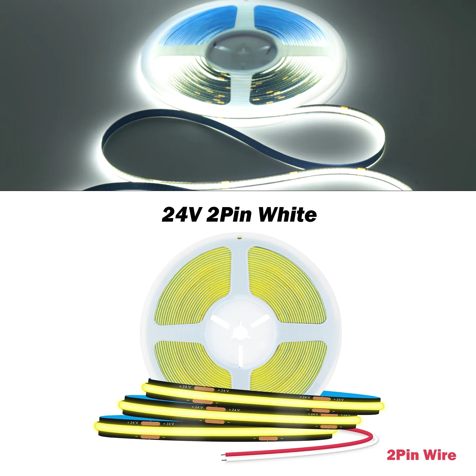 Ruban LED COB Noir 8mm, 12V/24V, 320 LED/m, IRC 90+, Éclairage Uniforme, 1m à 20m slide 11