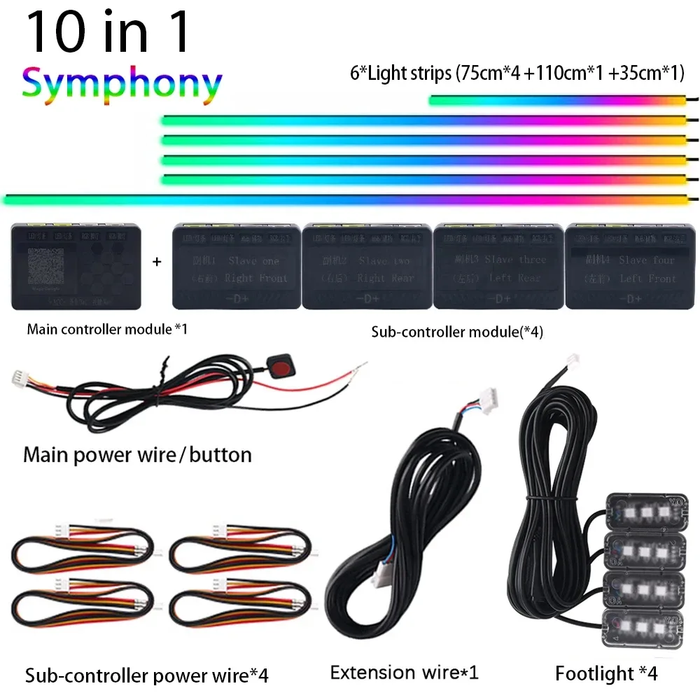 Kit d'Éclairage d'Ambiance LED Acrylique RGB pour Voiture - Contrôle Bluetooth et Application - 64 Couleurs slide 17