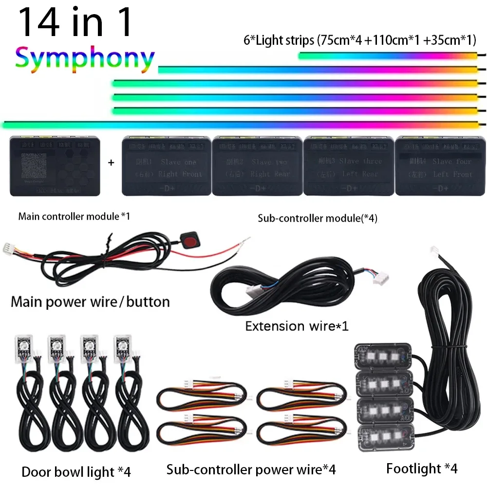 Kit d'Éclairage d'Ambiance LED Acrylique RGB pour Voiture - Contrôle Bluetooth et Application - 64 Couleurs slide 20