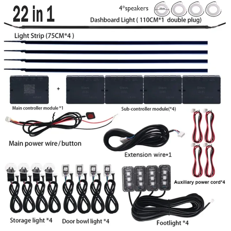 Kit d'Éclairage d'Ambiance LED Acrylique RGB pour Voiture - Contrôle Bluetooth et Application - 64 Couleurs slide 8