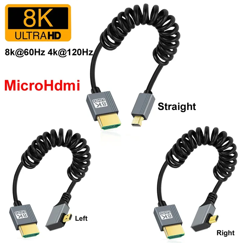 Câble Micro HDMI 2.1 Haute Vitesse (8K@60Hz, 4K@120Hz) - Spirale Flexible 1m