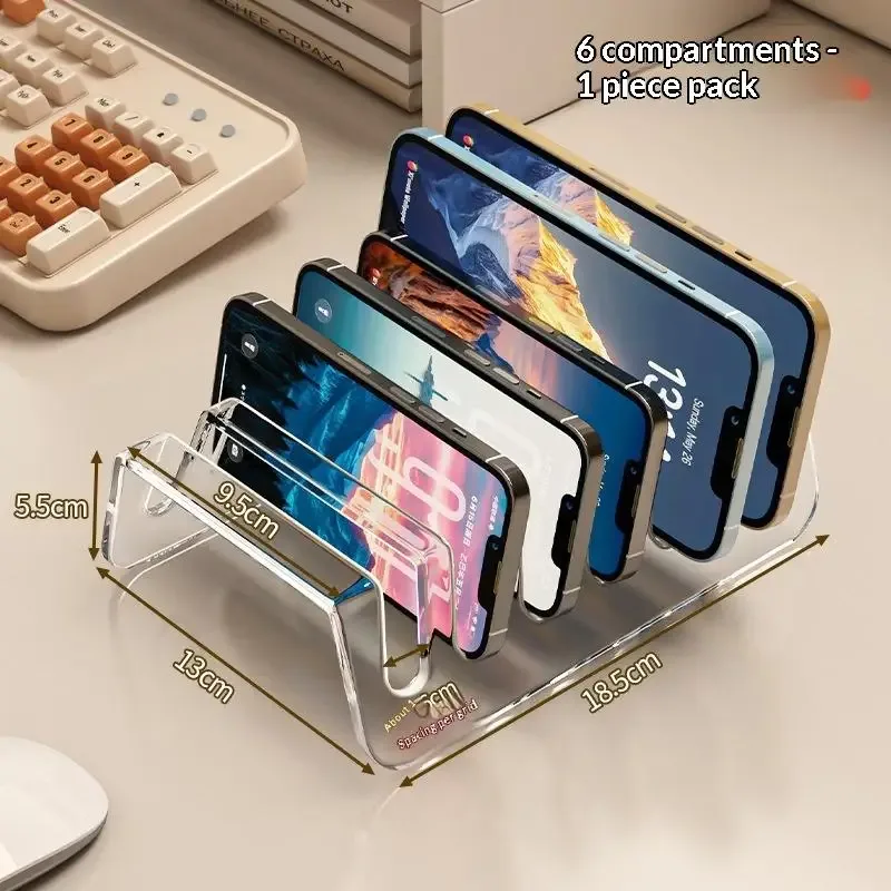 Support multi-emplacements en acrylique pour smartphones et tablettes - Organisateur de bureau slide 6