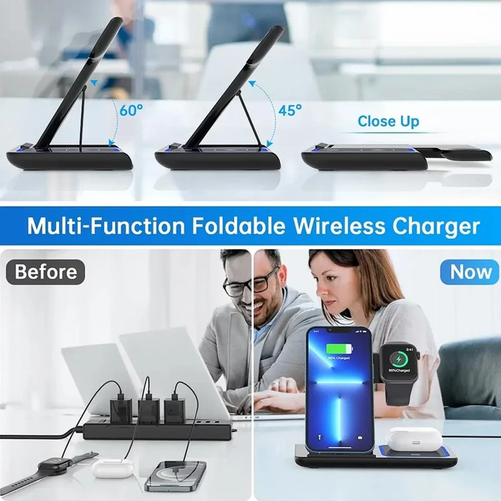 Station de charge sans fil pliable 3-en-1 30W pour iPhone, Apple Watch et AirPods - Image 6