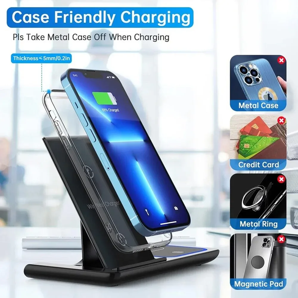 Station de charge sans fil pliable 3-en-1 30W pour iPhone, Apple Watch et AirPods - Image 2
