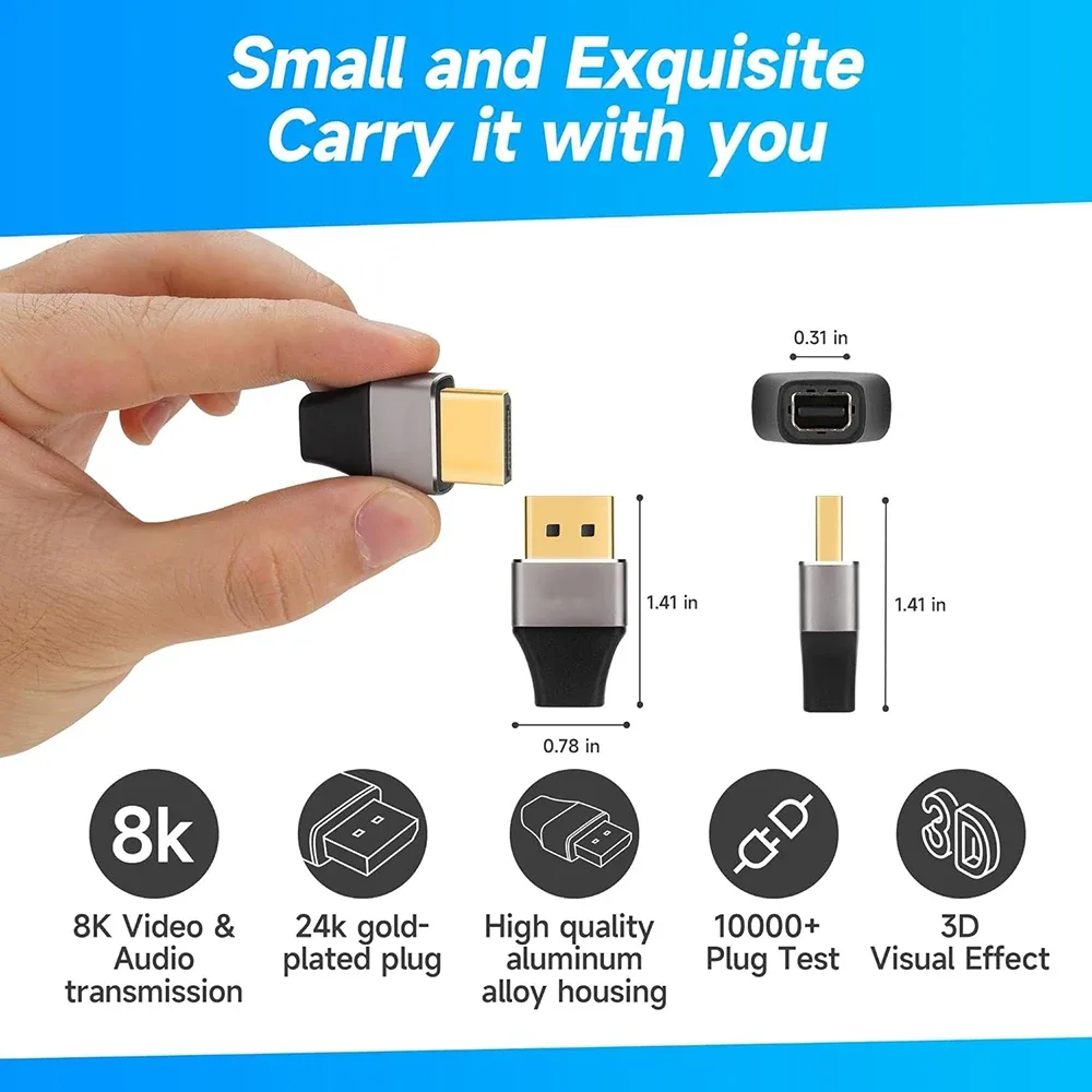 Adaptateur Mini DisplayPort vers DisplayPort 8K 60Hz (DP 1.4) - Bidirectionnel - Image 6