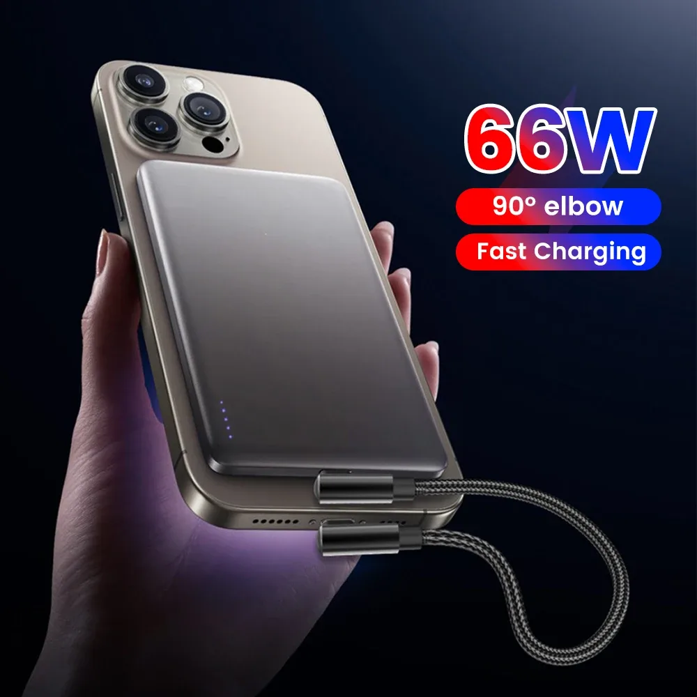 Câble USB-C court coudé, charge rapide 66W et transfert de données - Image 2