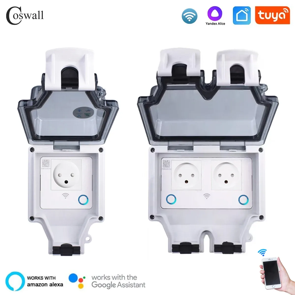 Prise connectée Coswall IP66 étanche (Israël) - Wifi et Minuterie programmable