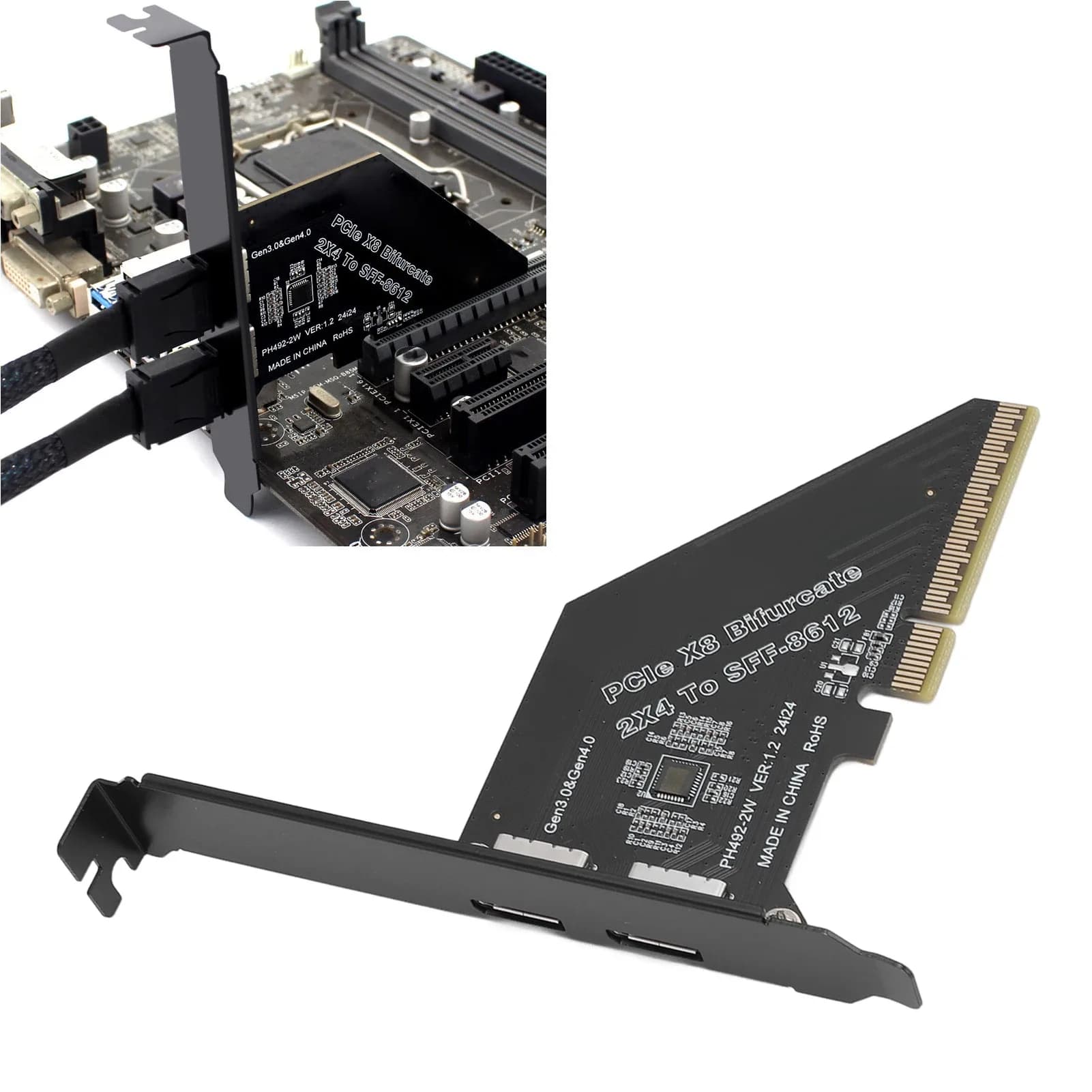 Carte Adaptateur PCIe 4.0 x8 vers Oculink SFF-8612 pour SSD NVMe et Carte Graphique Externe