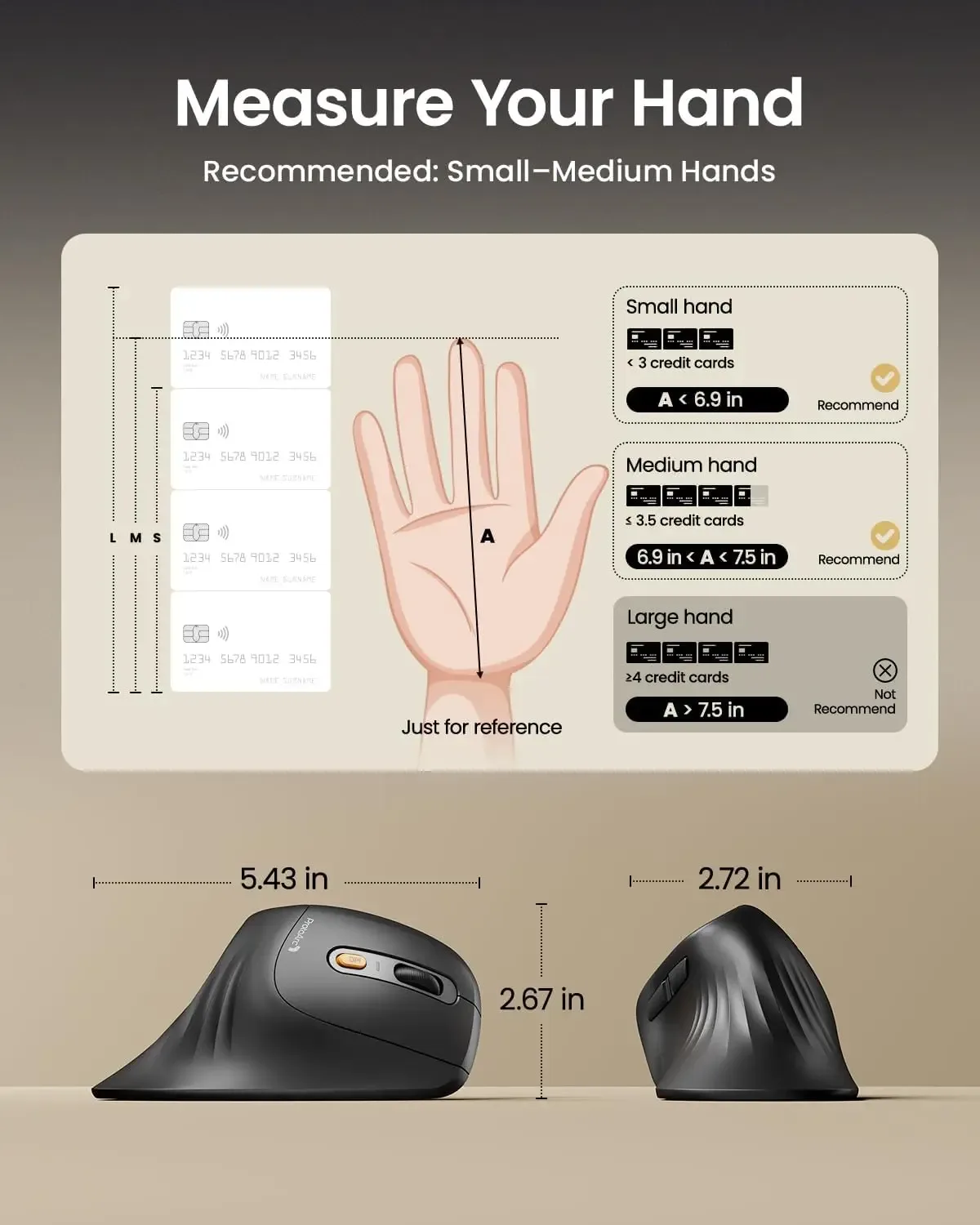 ProtoArc EM11 NL Souris ergonomique verticale sans fil rechargeable, Bluetooth, multi-dispositifs - Image 3