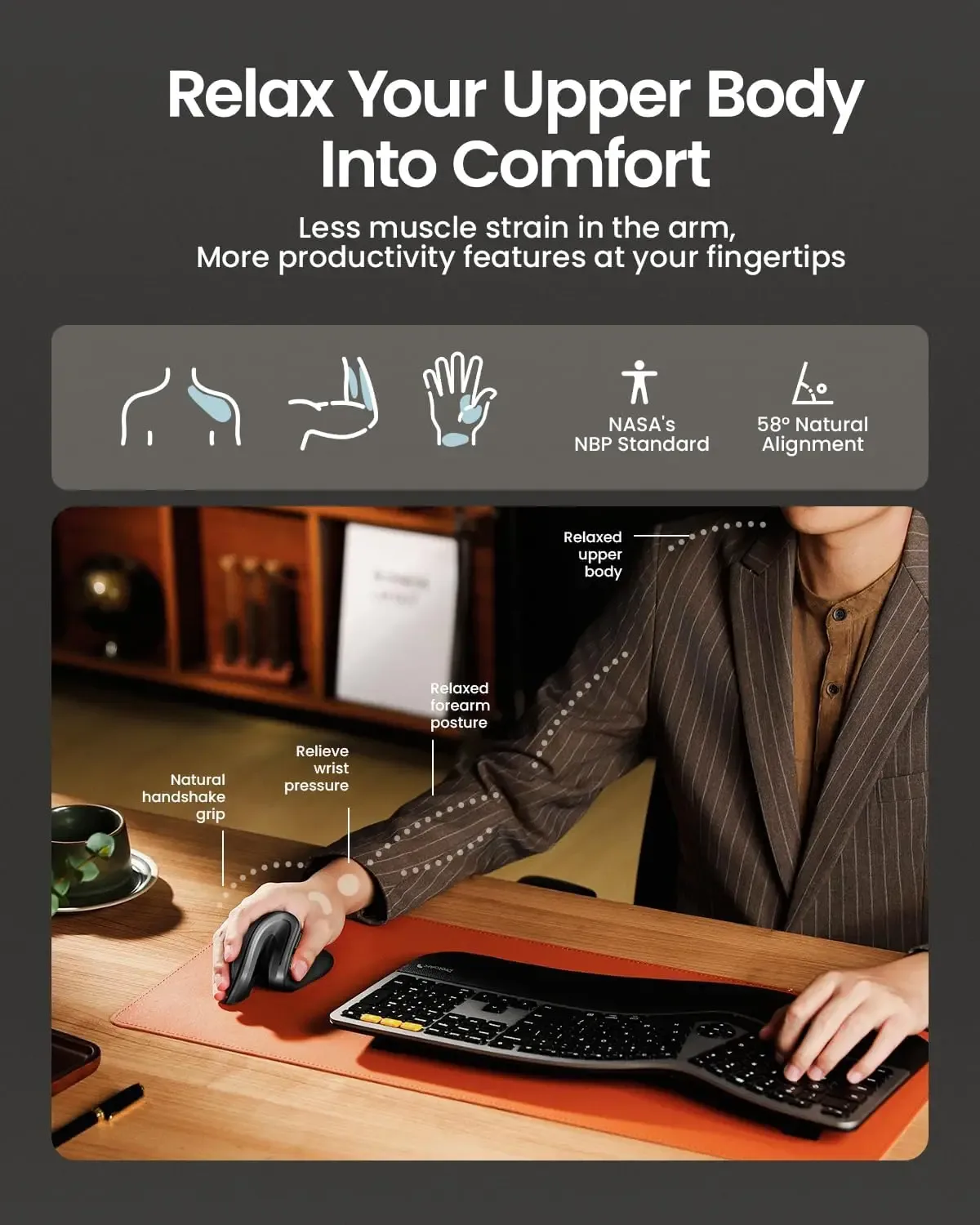 ProtoArc EM11 NL Souris ergonomique verticale sans fil rechargeable, Bluetooth, multi-dispositifs - Image 6