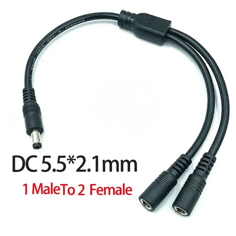 Câble répartiteur d'alimentation DC 5,5 x 2,1 mm (1 femelle vers 2 mâles), 18AWG slide 8