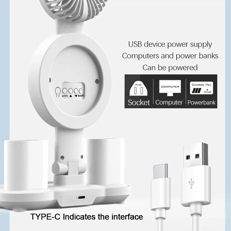 Lampe de bureau LED rechargeable avec ventilateur et horloge intégrés - Image 5