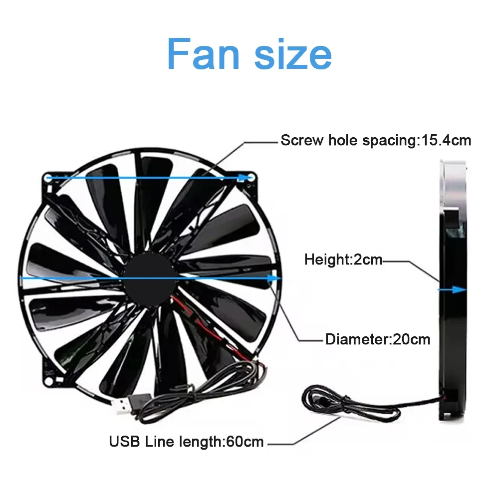 Ventilateur de refroidissement USB pour ordinateur portable - 200 x 200 x 20 mm - 5V 0,30A - Modèle A20020-07CA-2JN-F1 slide 2