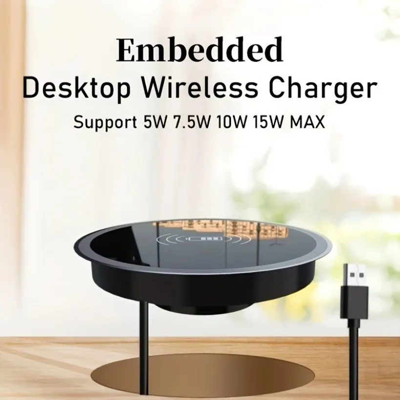 Chargeur sans fil encastrable pour bureau - Charge rapide - Image 1