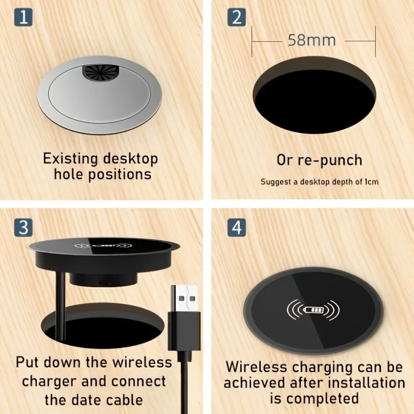 Chargeur sans fil encastrable pour bureau - Charge rapide - Image 6