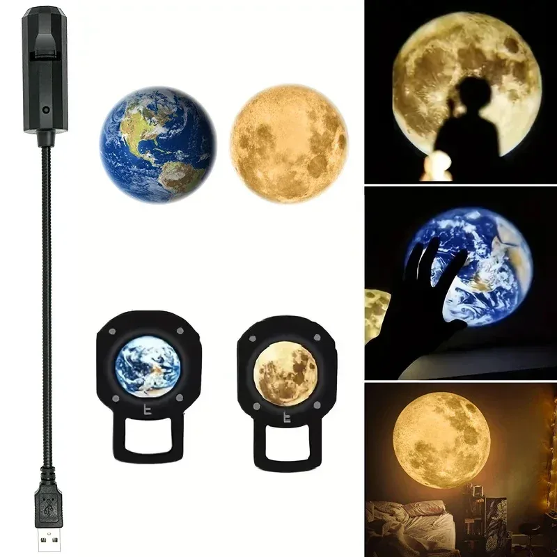 Projecteur LED Lune et Terre - Veilleuse USB pour décoration de chambre d'enfant - Image 6