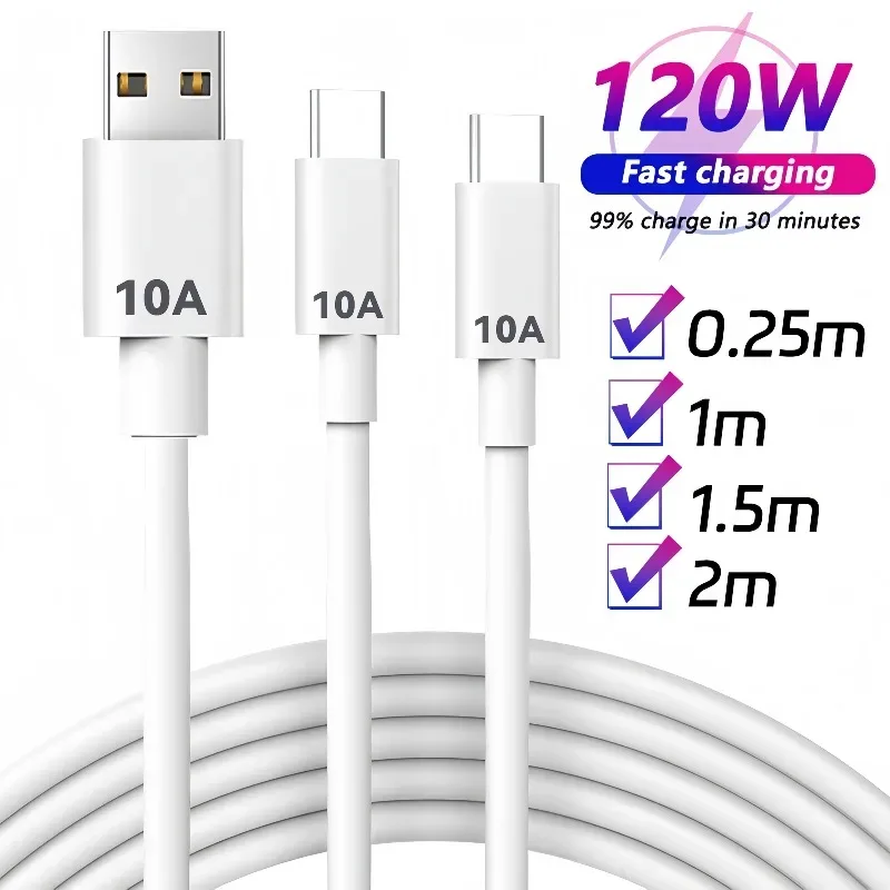 Câble USB-C 10A – Charge Ultra-Rapide et Transfert de Données (USB-A/USB-C vers USB-C)