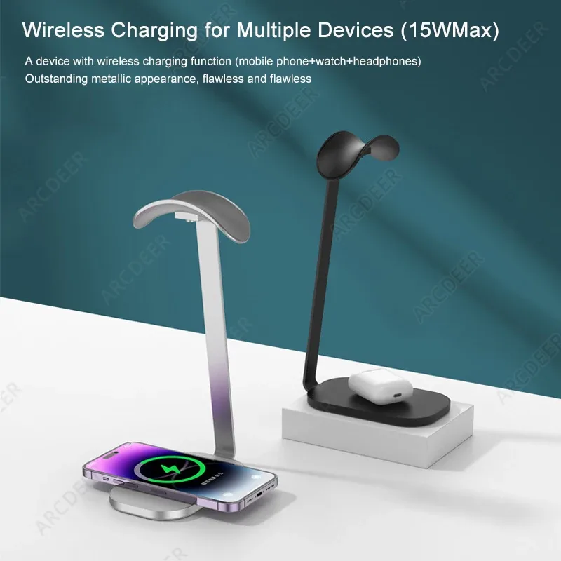 Support de casque universel en aluminium avec chargeur sans fil - Image 2