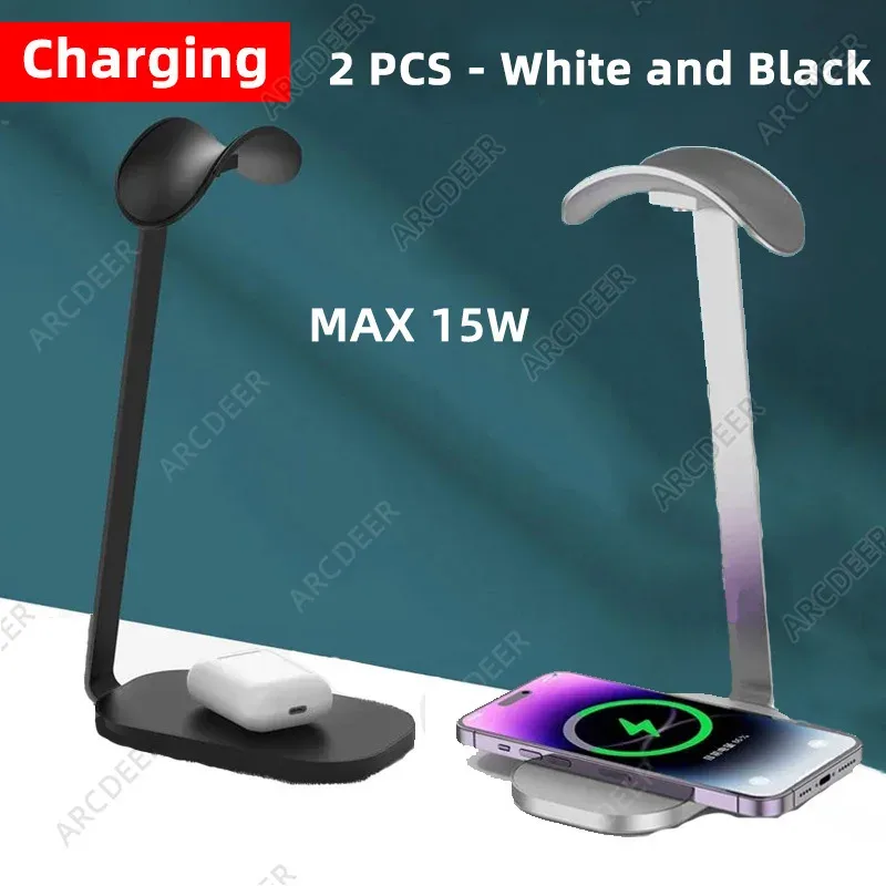 Support de casque universel en aluminium avec chargeur sans fil slide 14