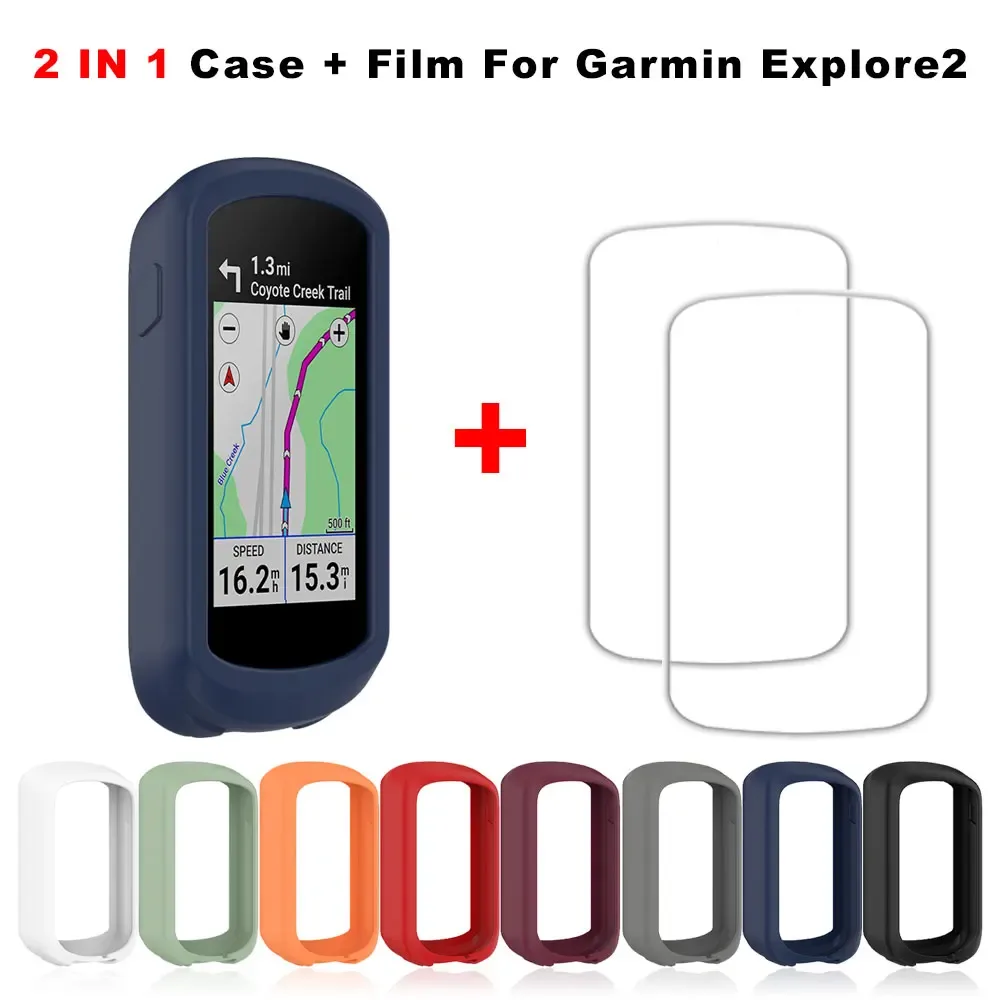 Coque en Silicone et 2 Protections d'Écran en Verre Trempé pour Garmin Explore 2