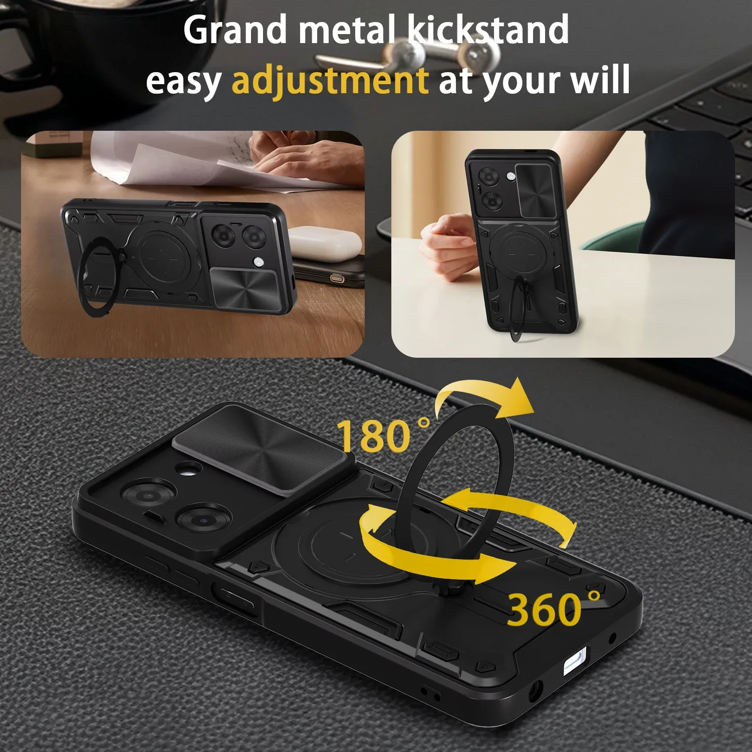 Coque antichoc pour Xiaomi Redmi A5 4G (Version européenne) avec protection caméra coulissante et anneau magnétique - Image 5