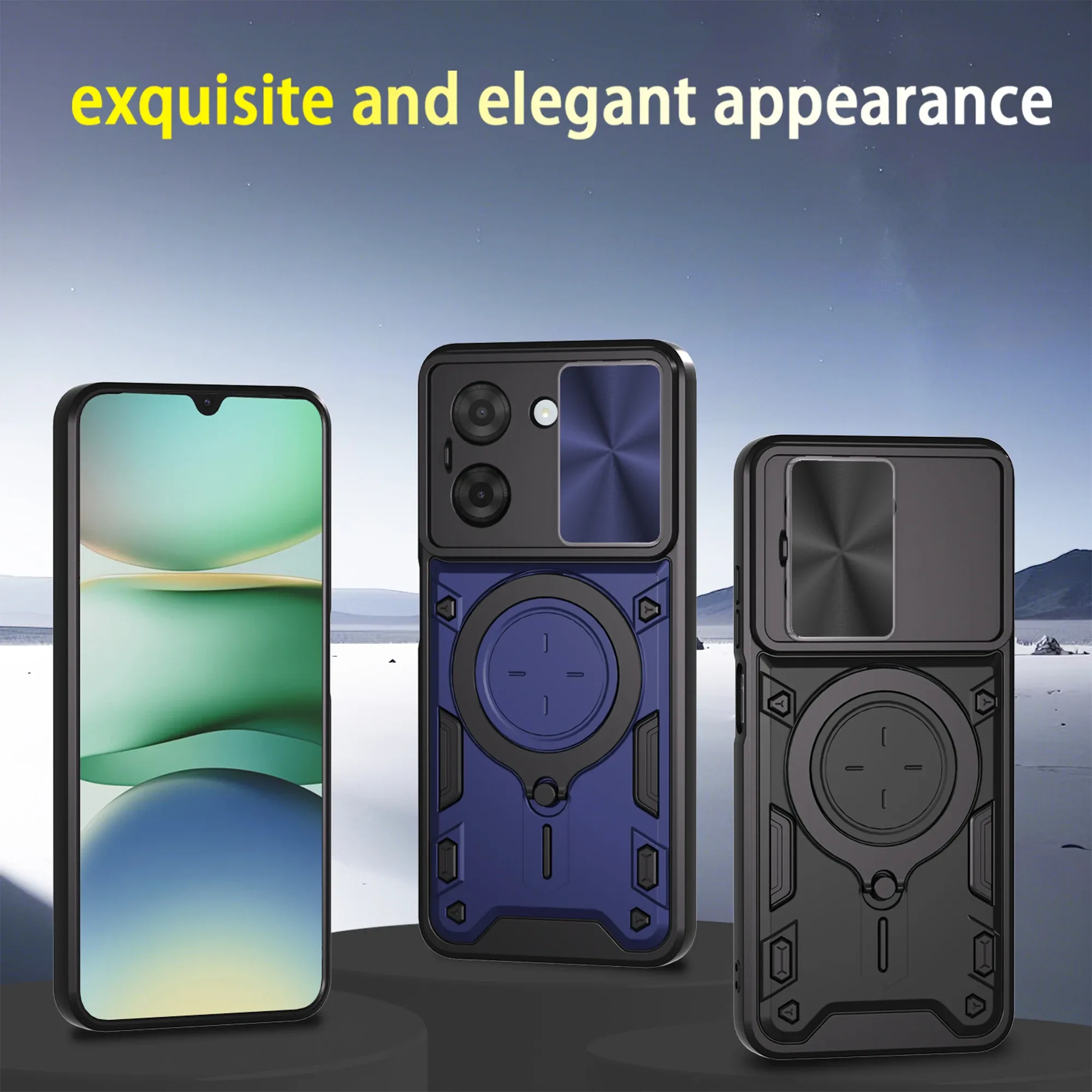 Coque antichoc pour Xiaomi Redmi A5 4G (Version européenne) avec protection caméra coulissante et anneau magnétique - Image 2