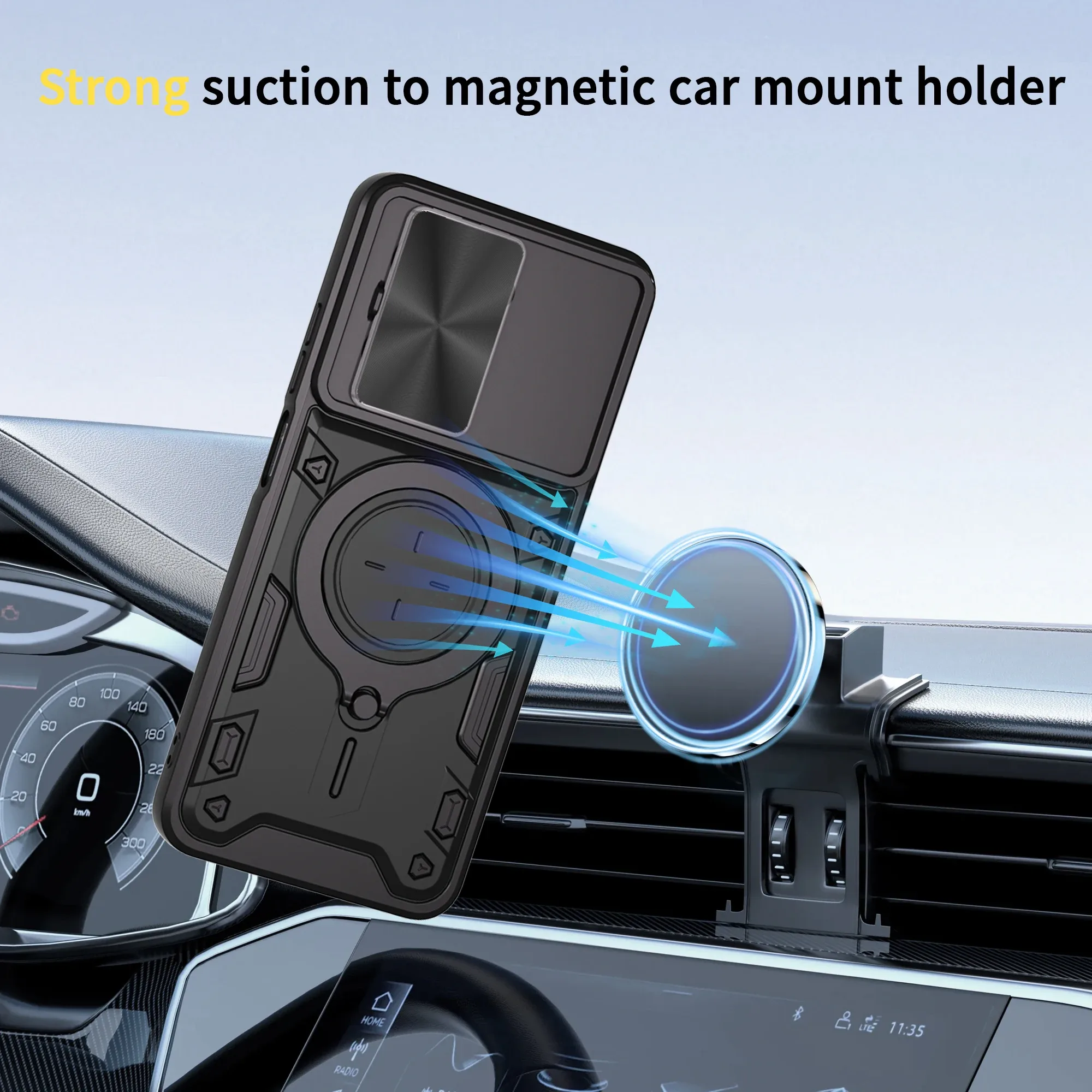 Coque antichoc pour Xiaomi Redmi A5 4G (Version européenne) avec protection caméra coulissante et anneau magnétique - Image 3