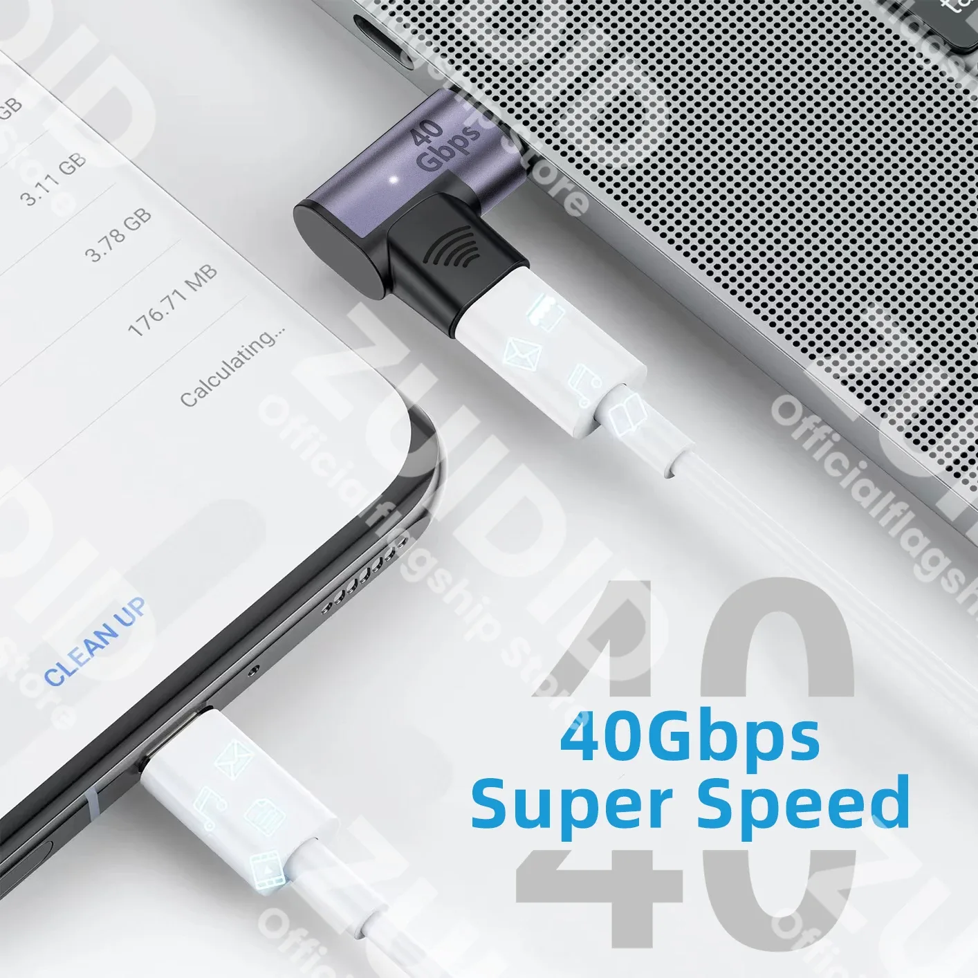 Adaptateur USB-C magnétique coudé – 40 Gbps, 100 W, Thunderbolt 3, 8K@60Hz - Image 3