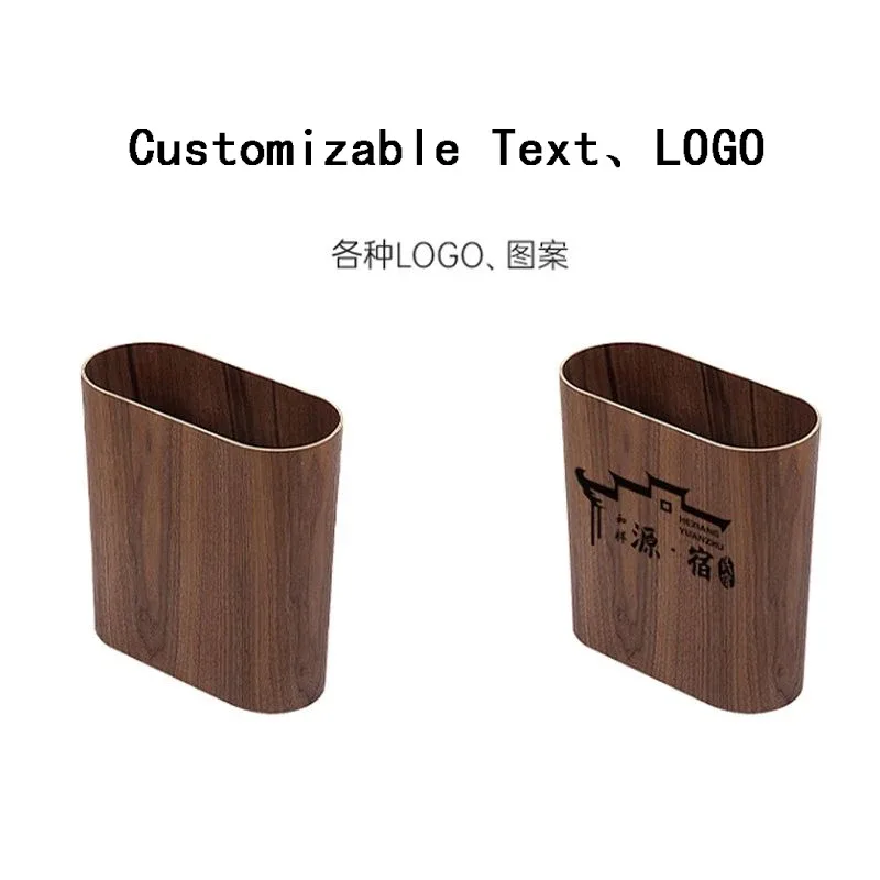 Poubelle étroite en bois de noyer au design scandinave slide 6