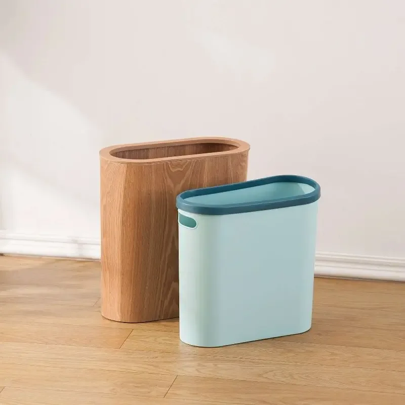 Poubelle étroite en bois de noyer au design scandinave slide 3
