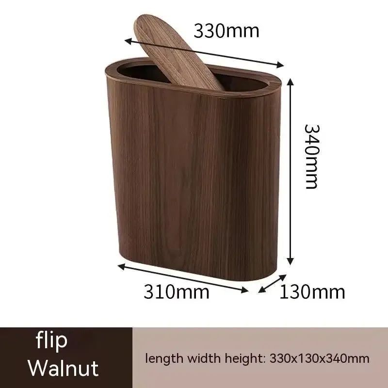 Poubelle étroite en bois de noyer au design scandinave slide 11