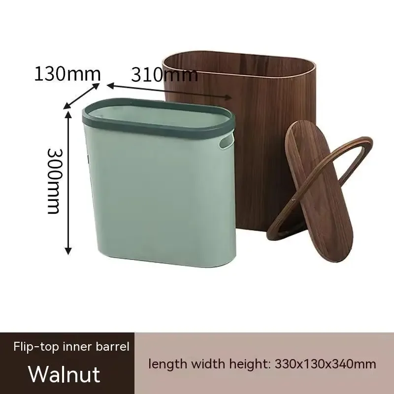 Poubelle étroite en bois de noyer au design scandinave slide 13