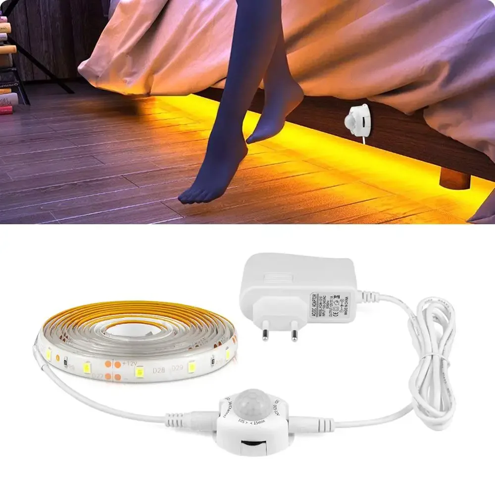 Ruban LED avec détecteur de mouvement PIR 12V pour éclairage sous meuble