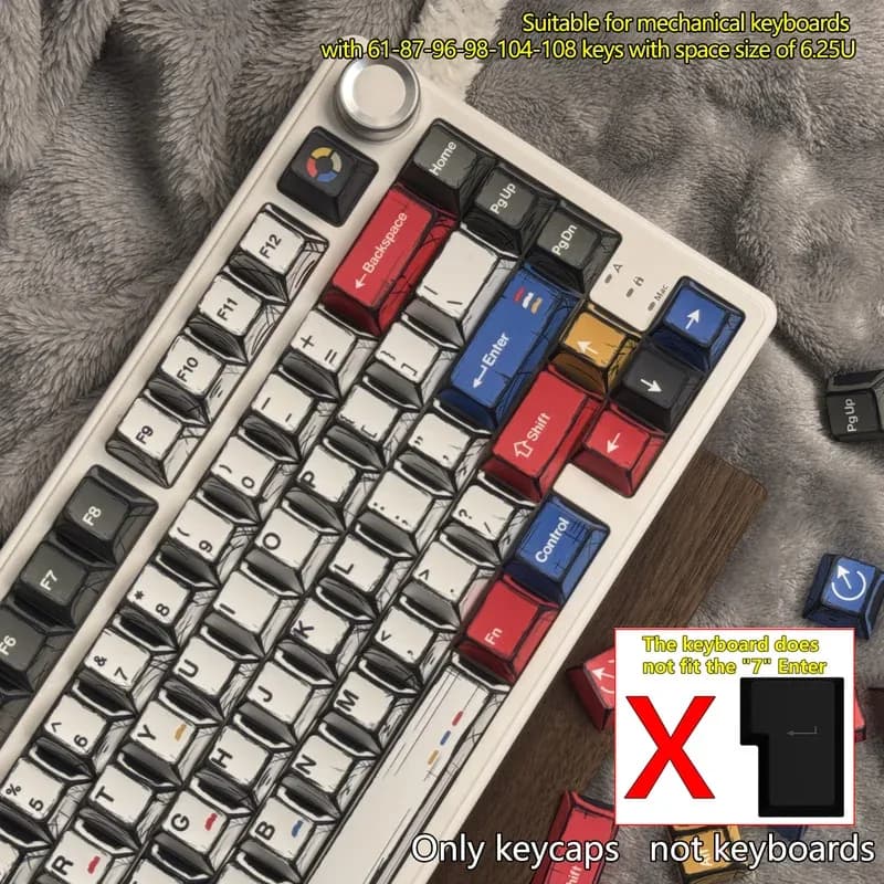 Ensemble de touches style Comic pour clavier mécanique (136 touches) - Image 1