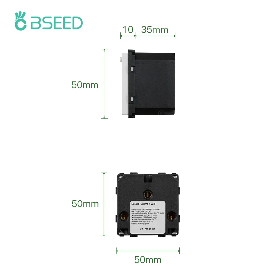 Prise électrique connectée BSEED – Standard UE – Module sans cadre compatible Tuya et Alexa slide 3