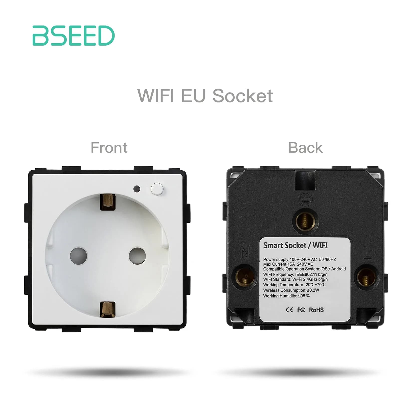 Prise électrique connectée BSEED – Standard UE – Module sans cadre compatible Tuya et Alexa slide 8