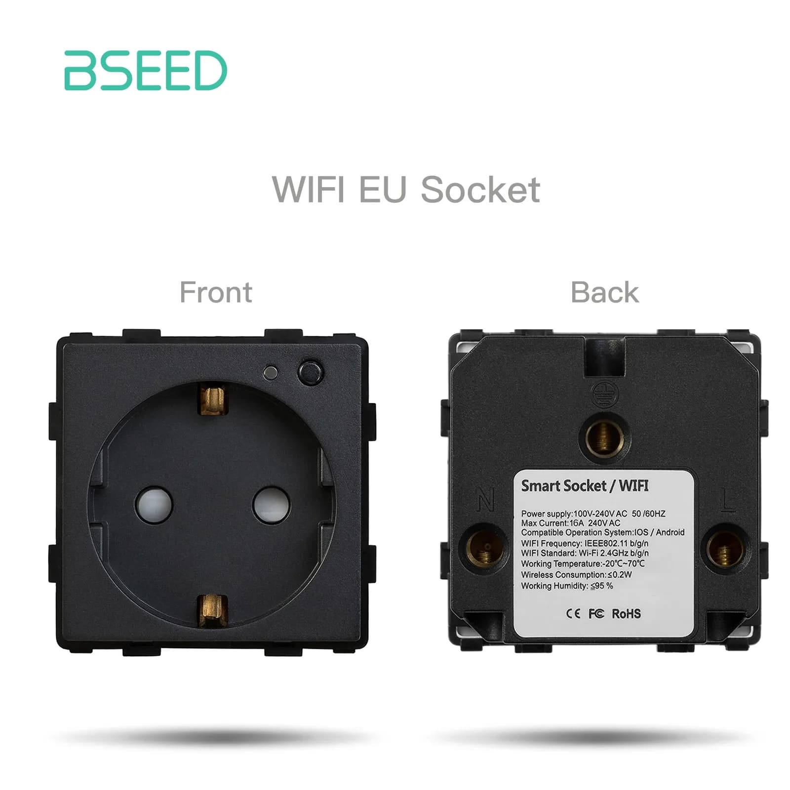 Prise électrique connectée BSEED – Standard UE – Module sans cadre compatible Tuya et Alexa slide 9