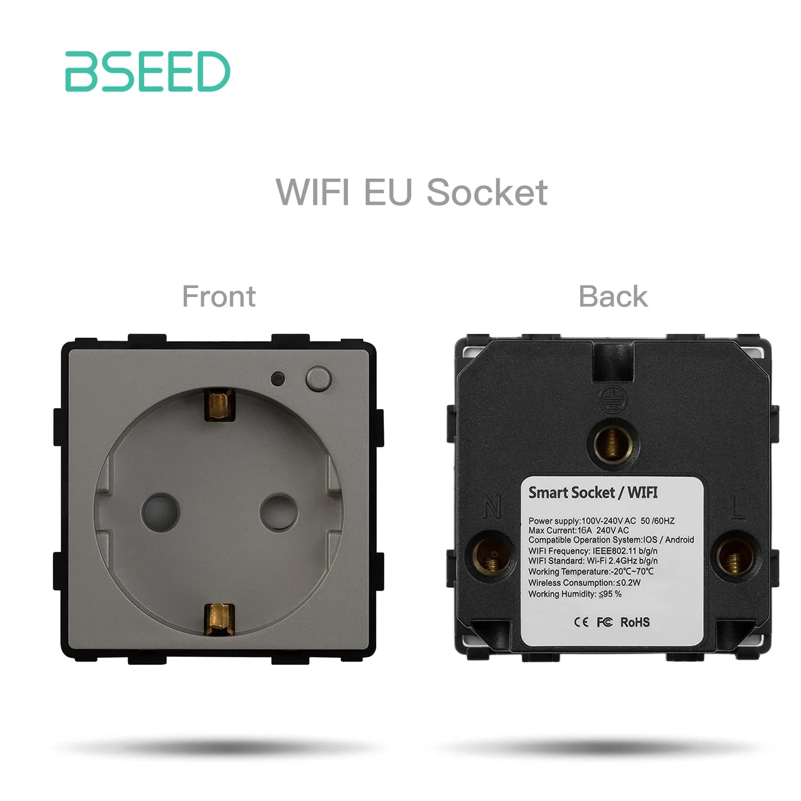 Prise électrique connectée BSEED – Standard UE – Module sans cadre compatible Tuya et Alexa slide 10