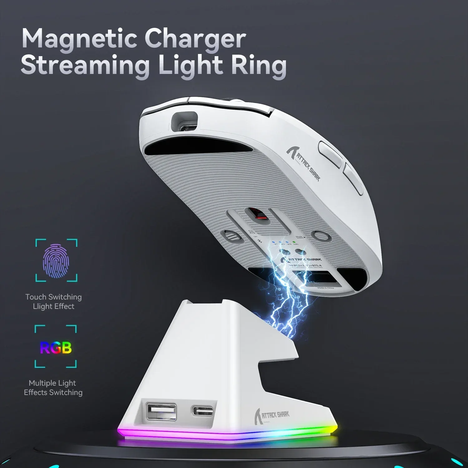 Attack Shark X6 - Souris de jeu sans fil ultralégère, 26 000 DPI avec station de charge RGB - Image 2