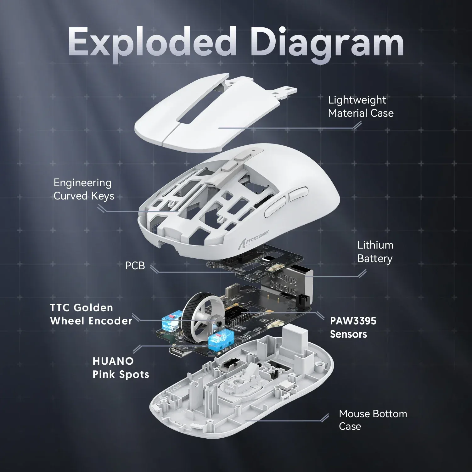 Attack Shark X6 - Souris de jeu sans fil ultralégère, 26 000 DPI avec station de charge RGB - Image 6